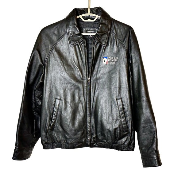 World Poker Tour Black Leather Jacket - Size L - Picture 2 of 9